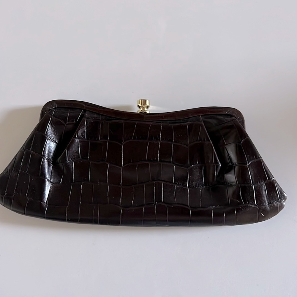 Banana Republic brown croc clutch